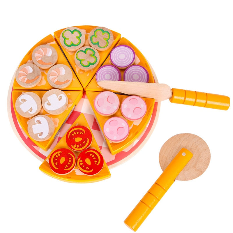 Wooden Pizza Toy Set with 27 Pieces by HitMyNeed