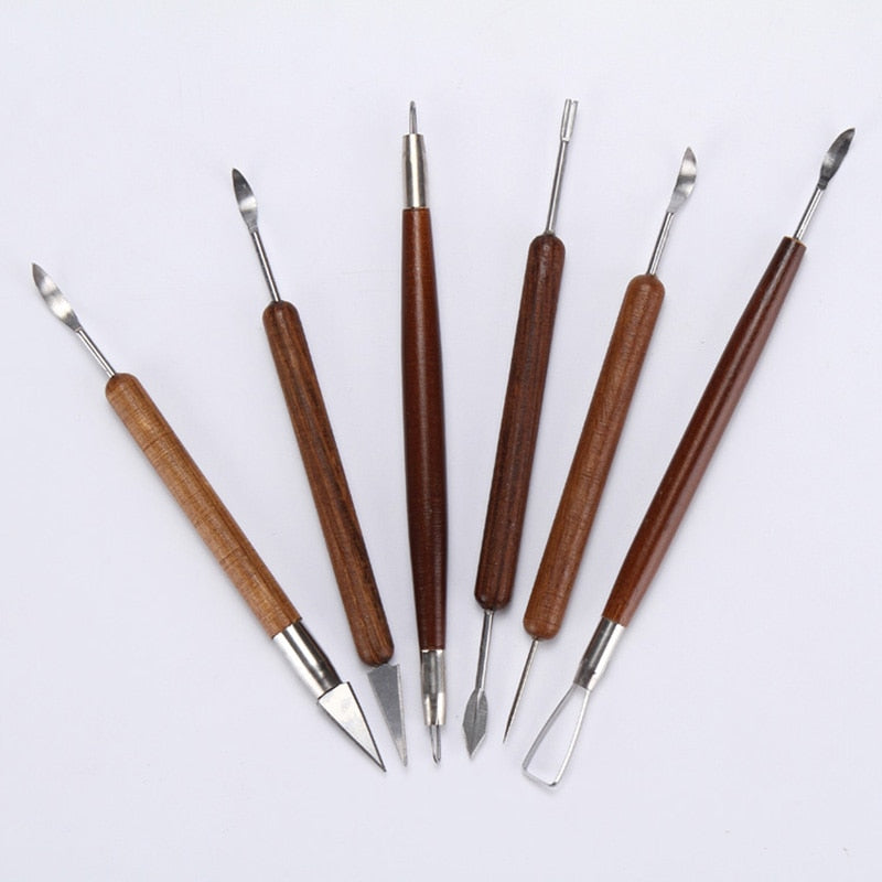 Wooden Polymer Clay Sculpting Tools Set (6pcs) by HitMyNeed