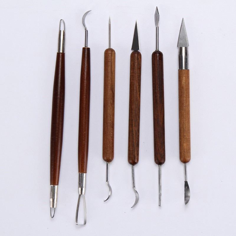 Wooden Polymer Clay Sculpting Tools Set (6pcs) by HitMyNeed
