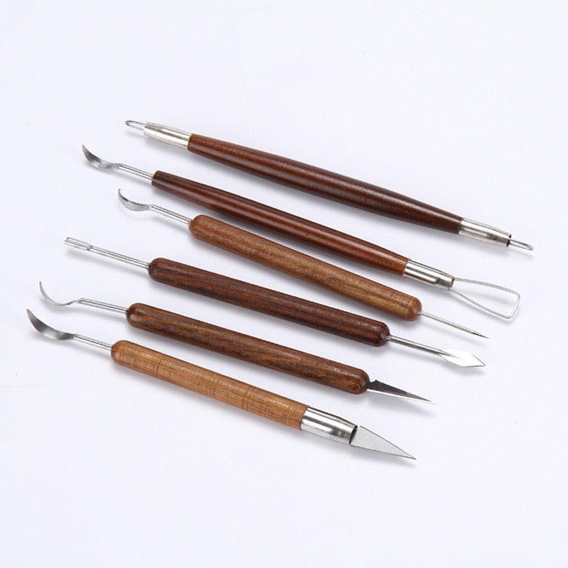 Wooden Polymer Clay Sculpting Tools Set (6pcs) by HitMyNeed