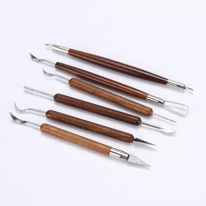 Wooden Polymer Clay Sculpting Tools Set (6pcs) by HitMyNeed
