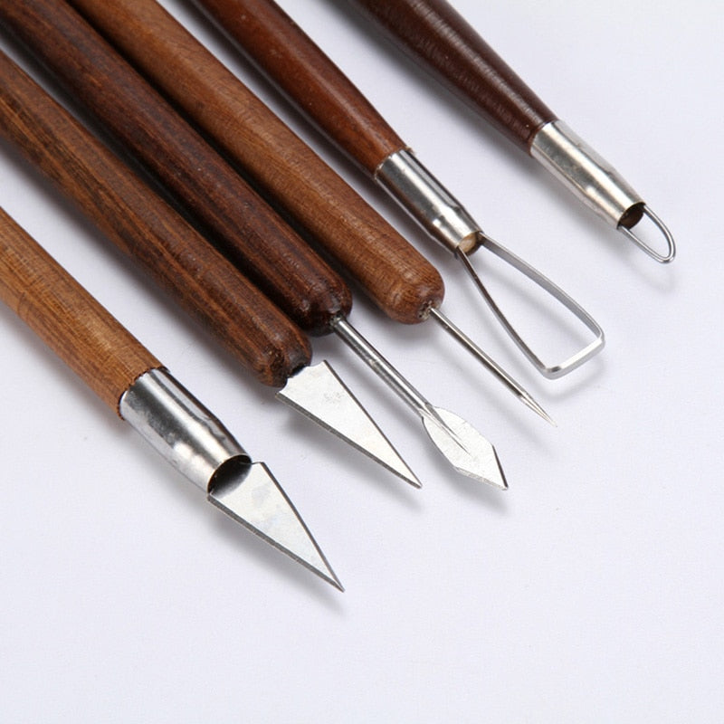 Wooden Polymer Clay Sculpting Tools Set (6pcs) by HitMyNeed
