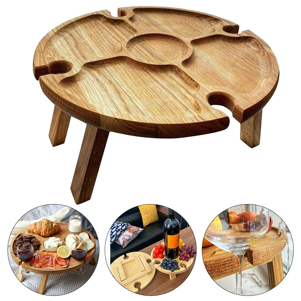 Wooden Portable Wine and Cheese Picnic Table by HitMyNeed