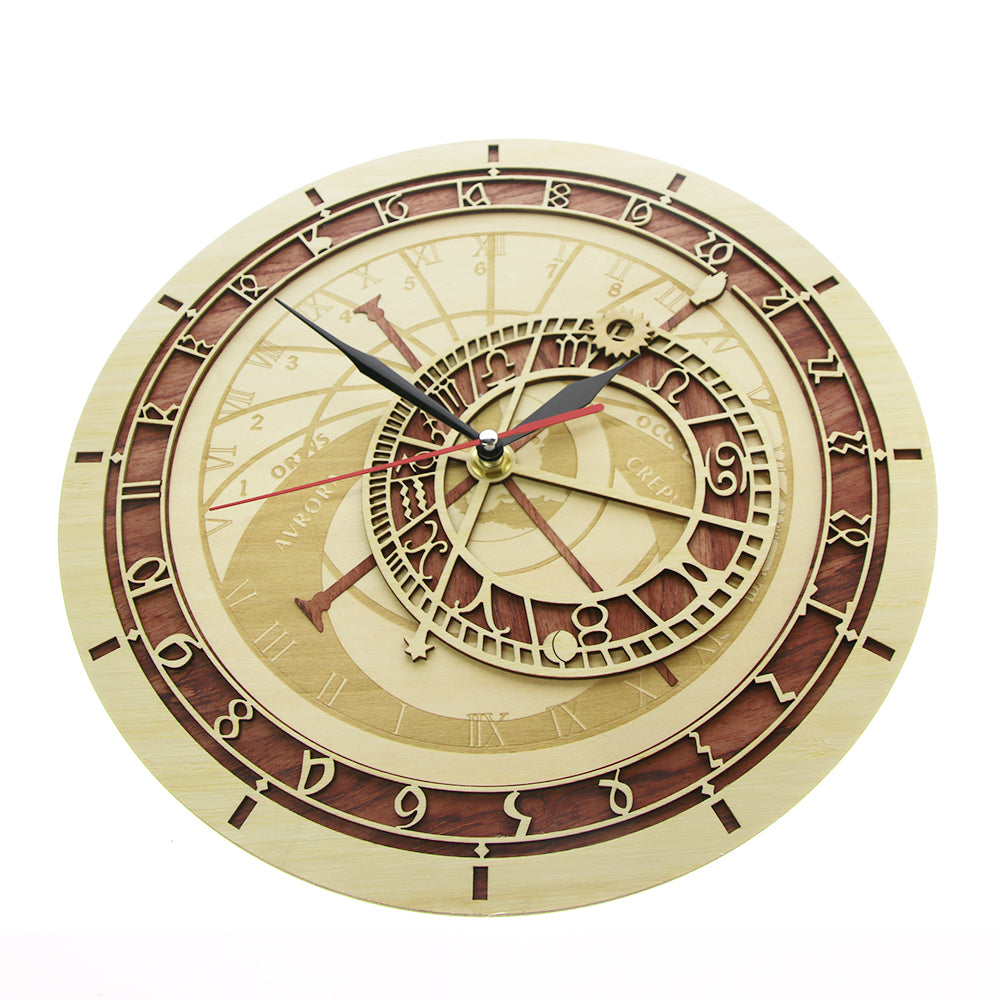 Wooden Prague Astronomical Wall Clock 30cm by HitMyNeed