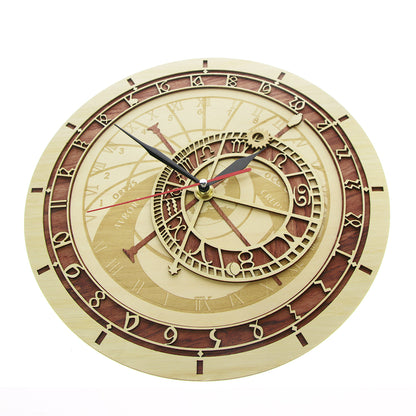 Wooden Prague Astronomical Wall Clock 30cm by HitMyNeed