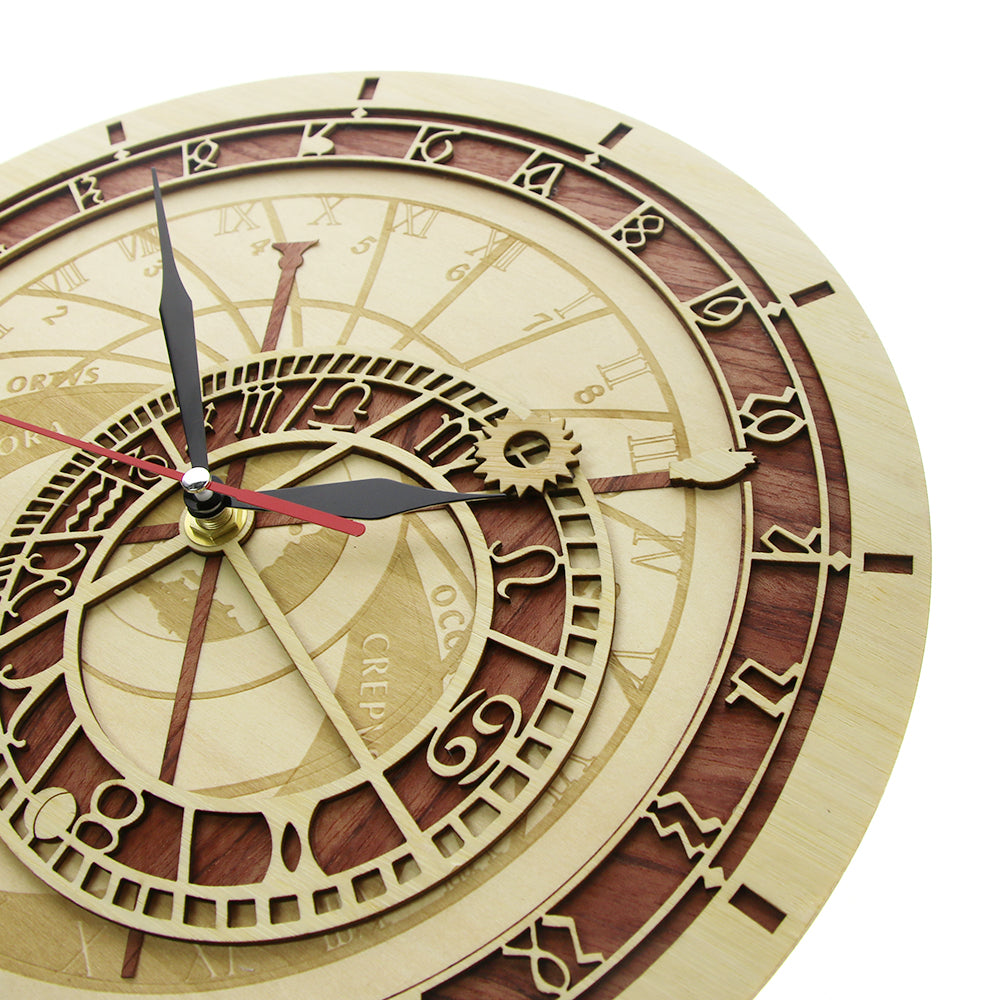 Wooden Prague Astronomical Wall Clock 30cm by HitMyNeed