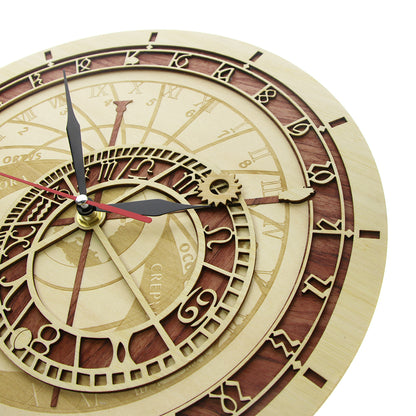 Wooden Prague Astronomical Wall Clock 30cm by HitMyNeed