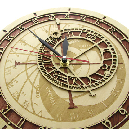 Wooden Prague Astronomical Wall Clock 30cm by HitMyNeed