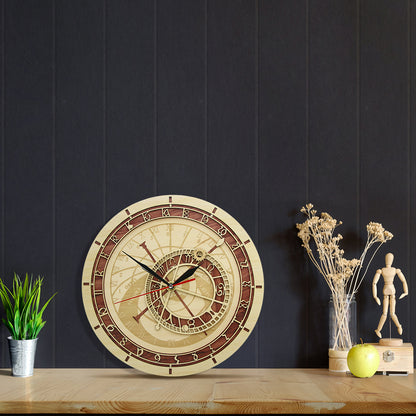 Wooden Prague Astronomical Wall Clock 30cm by HitMyNeed