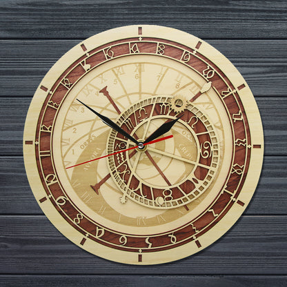 Wooden Prague Astronomical Wall Clock 30cm by HitMyNeed