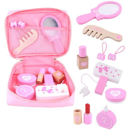 Wooden Pretend Play Makeup Set with Storage Bag by HitMyNeed