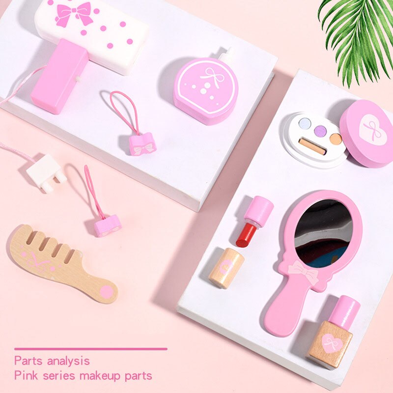 Wooden Pretend Play Makeup Set with Storage Bag by HitMyNeed