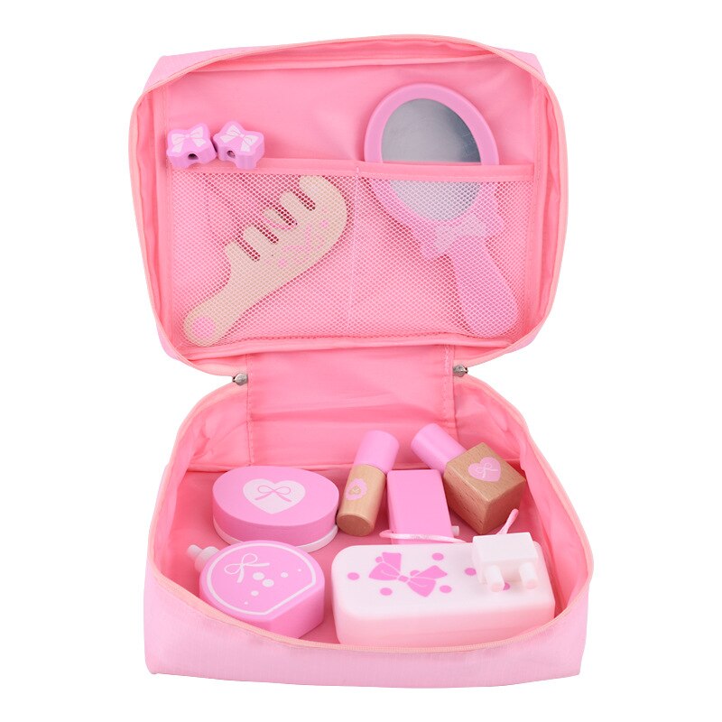 Wooden Pretend Play Makeup Set with Storage Bag by HitMyNeed