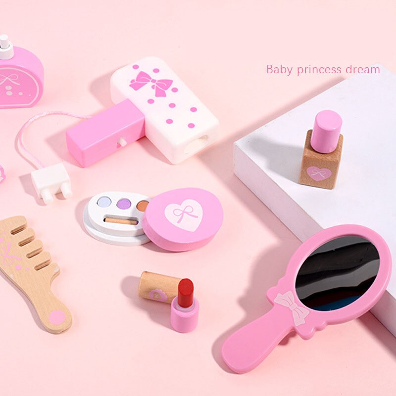 Wooden Pretend Play Makeup Set with Storage Bag by HitMyNeed