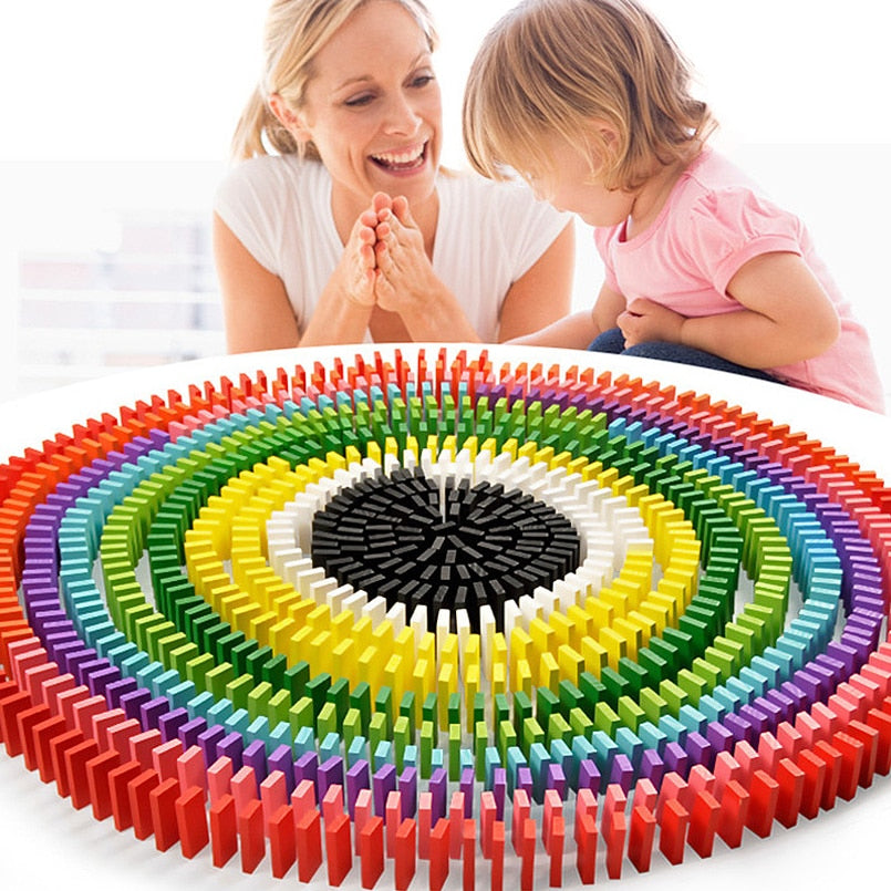 Wooden Rainbow Domino Set (480 Pieces) by HitMyNeed