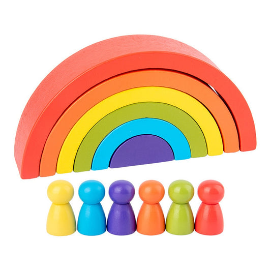 Wooden Rainbow Stacking Toy Set (12 Pieces) by HitMyNeed