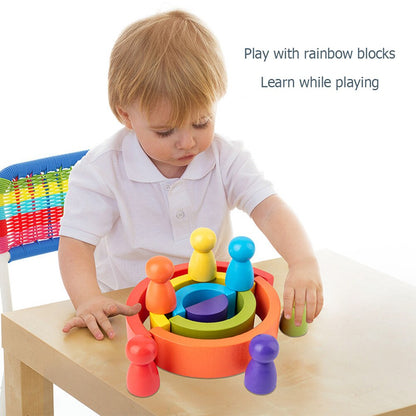 Wooden Rainbow Stacking Toy Set (12 Pieces) by HitMyNeed