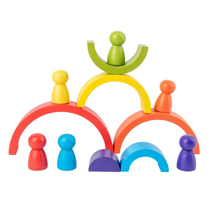 Wooden Rainbow Stacking Toy Set (12 Pieces) by HitMyNeed