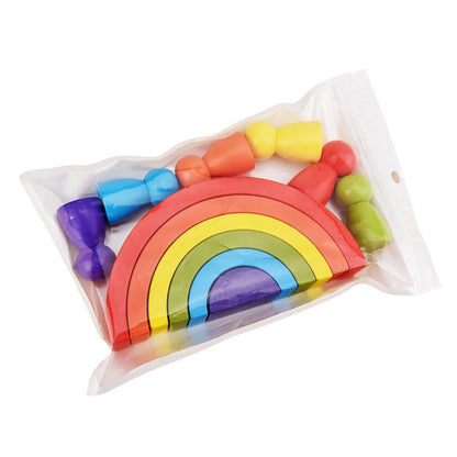 Wooden Rainbow Stacking Toy Set (12 Pieces) by HitMyNeed