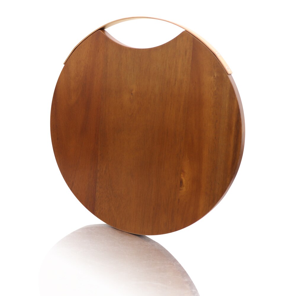 Wooden Round Acacia Cutting Board with Handle by HitMyNeed