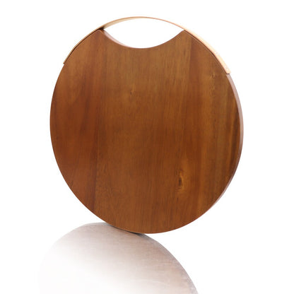 Wooden Round Acacia Cutting Board with Handle by HitMyNeed