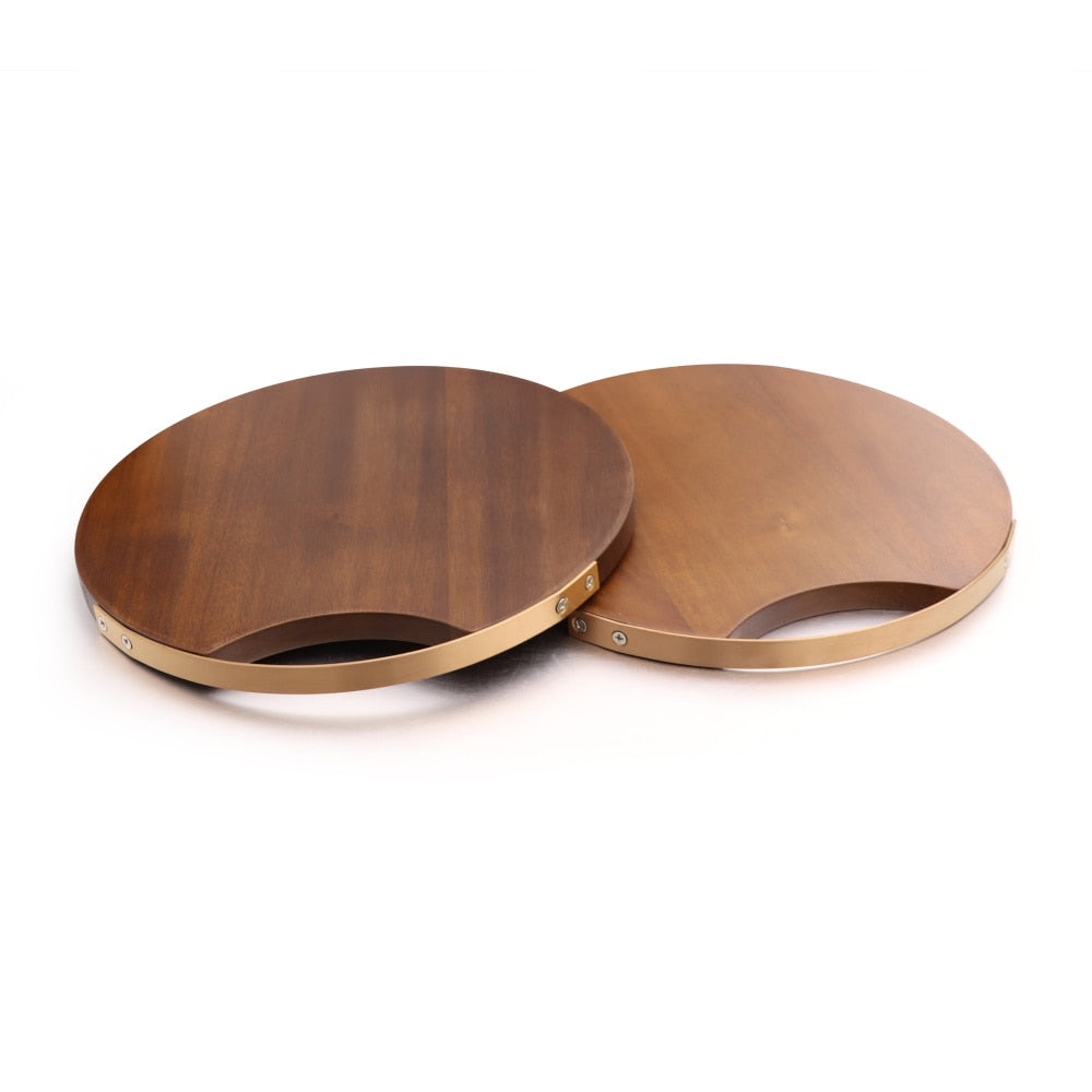 Wooden Round Acacia Cutting Board with Handle by HitMyNeed
