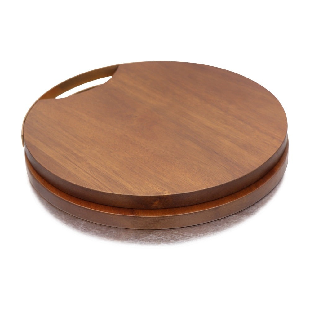 Wooden Round Acacia Cutting Board with Handle by HitMyNeed