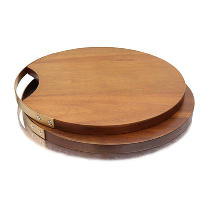 Wooden Round Acacia Cutting Board with Handle by HitMyNeed