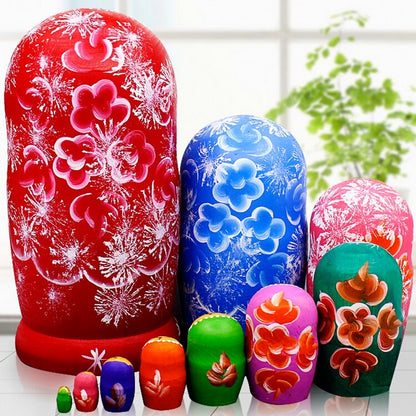 Wooden Russian Nesting Dolls 10-Piece Set, 22 cm by HitMyNeed