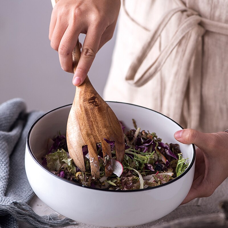 Wooden Salad Servers Set, Acacia Wood (2pcs) by HitMyNeed