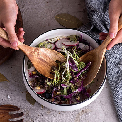 Wooden Salad Servers Set, Acacia Wood (2pcs) by HitMyNeed