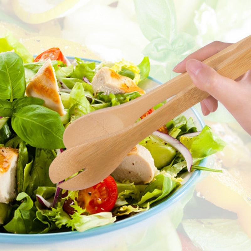 Wooden Salad Tongs 30cm - Kitchen Serving Utensil by HitMyNeed