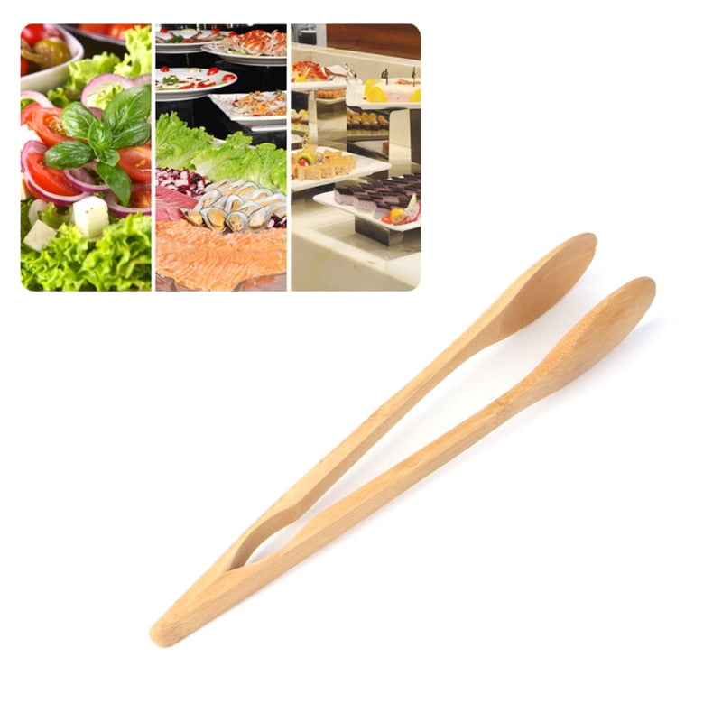 Wooden Salad Tongs 30cm - Kitchen Serving Utensil by HitMyNeed