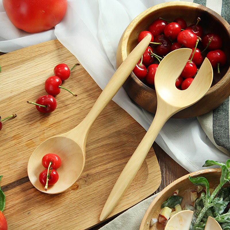 Wooden Salad Tossers Utensil Set (2pcs) by HitMyNeed