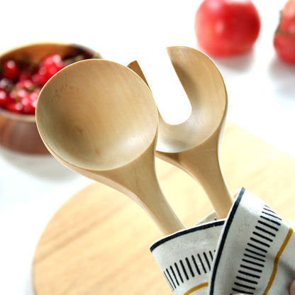 Wooden Salad Tossers Utensil Set (2pcs) by HitMyNeed