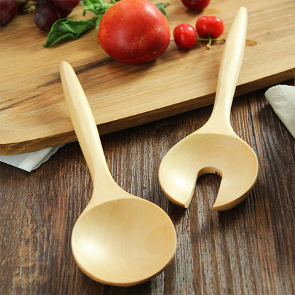 Wooden Salad Tossers Utensil Set (2pcs) by HitMyNeed