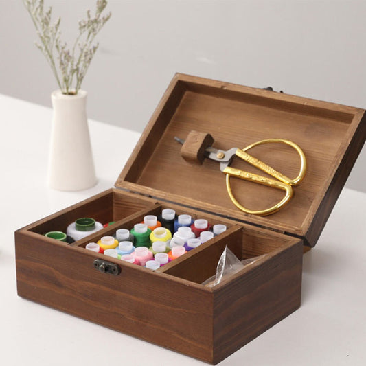 Wooden Sewing Box Organizer with 3 Compartments by HitMyNeed