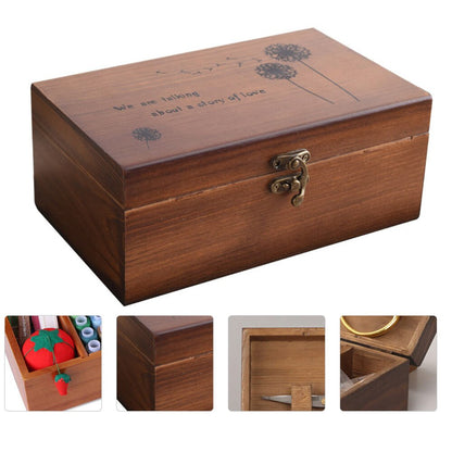 Wooden Sewing Box Organizer with 3 Compartments by HitMyNeed