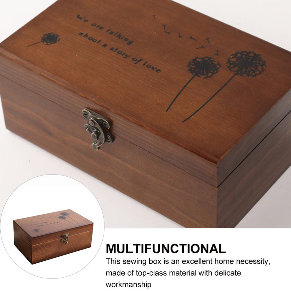 Wooden Sewing Box Organizer with 3 Compartments by HitMyNeed