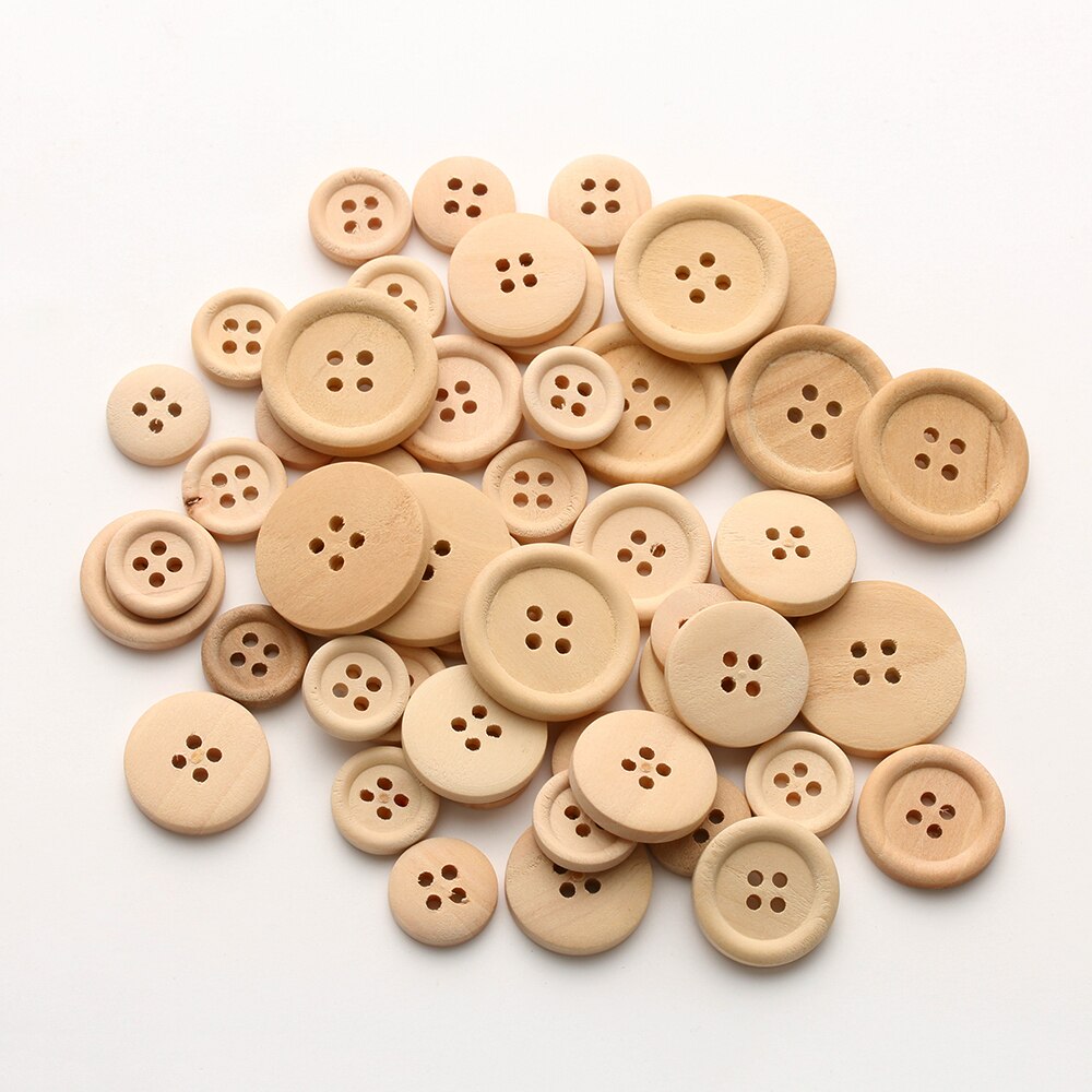 Wooden Sewing Buttons Assorted Set (50 Pieces) by HitMyNeed
