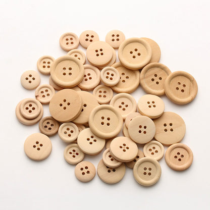 Wooden Sewing Buttons Assorted Set (50 Pieces) by HitMyNeed