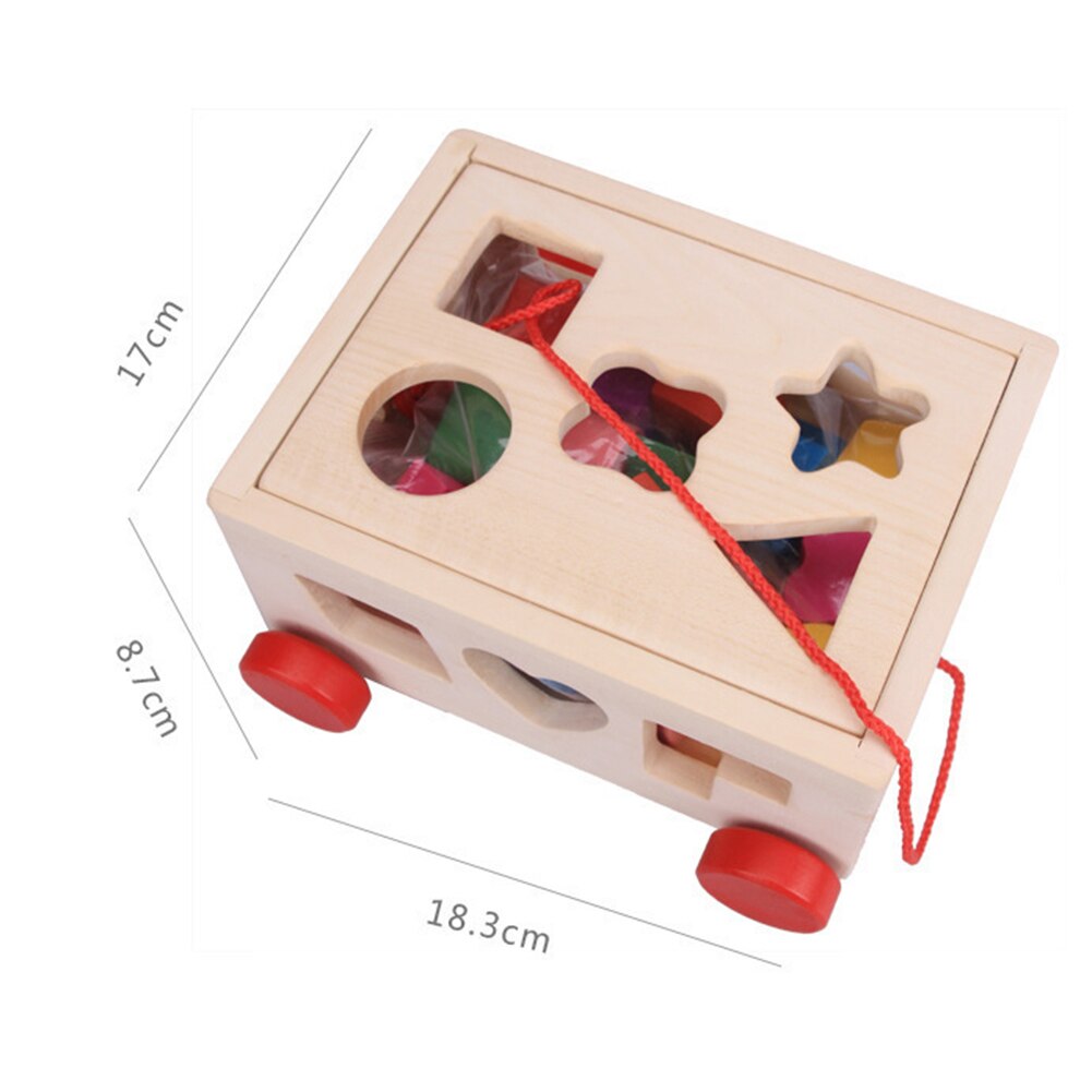 Wooden Shape Sorter Pull-Along Car Toy with Blocks by HitMyNeed