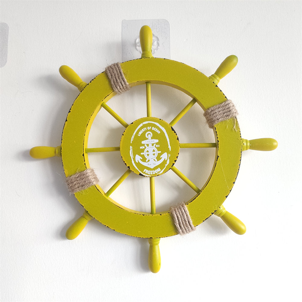 Wooden Ship Wheel Wall Decor, 28cm Nautical Accent by HitMyNeed