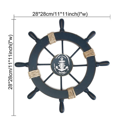 Wooden Ship Wheel Wall Decor, 28cm Nautical Accent by HitMyNeed