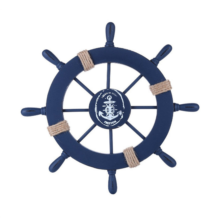 Wooden Ship Wheel Wall Decor, 28cm Nautical Accent blue by HitMyNeed