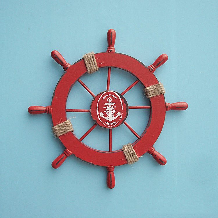 Wooden Ship Wheel Wall Decor, 28cm Nautical Accent red by HitMyNeed