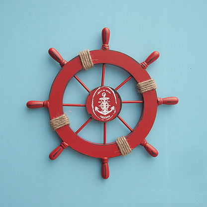 Wooden Ship Wheel Wall Decor, 28cm Nautical Accent red by HitMyNeed