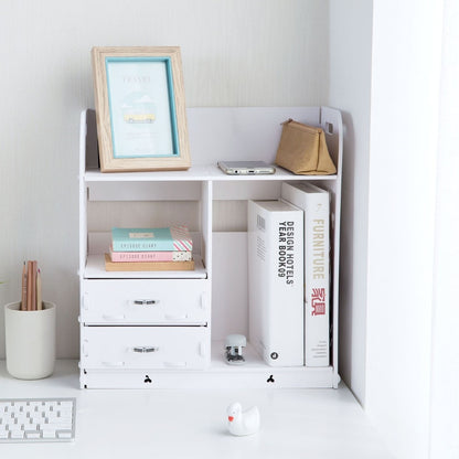 Wooden Small Desktop Shelf with Drawers by HitMyNeed