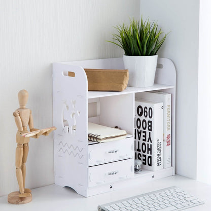 Wooden Small Desktop Shelf with Drawers by HitMyNeed