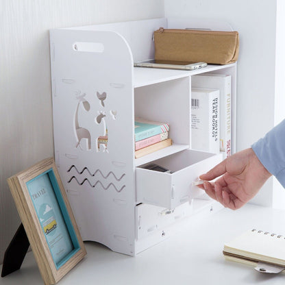 Wooden Small Desktop Shelf with Drawers by HitMyNeed